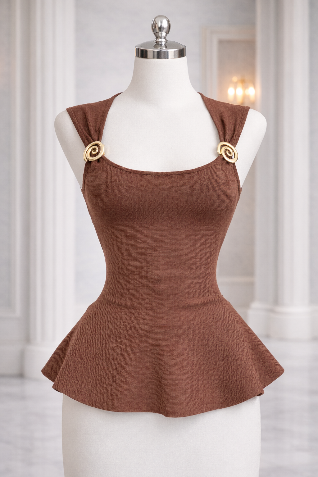 Mocha Peplum Top