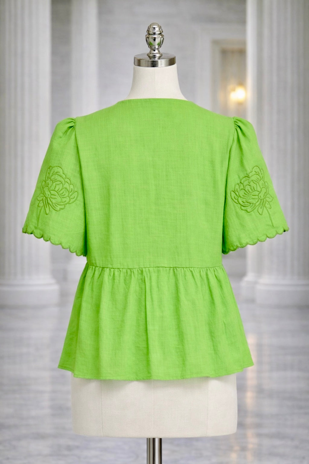 Rose Embroidered Peplum Top