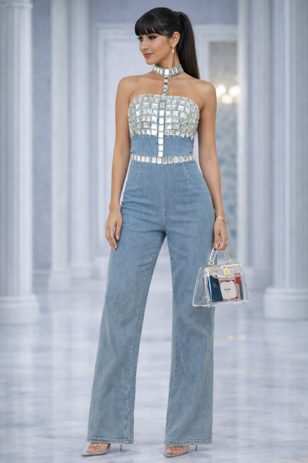 Crystal Denim Jumpsuit