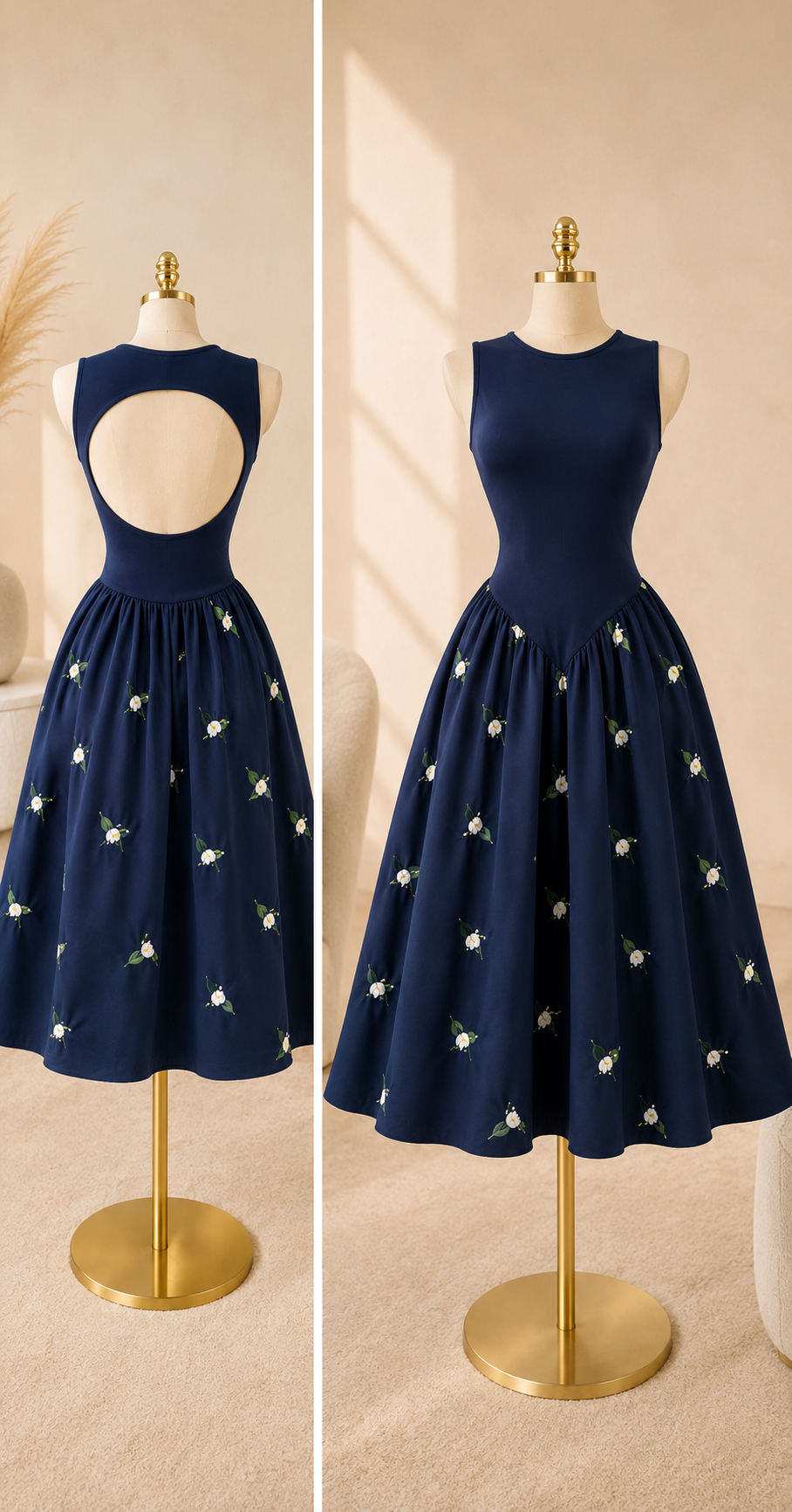 Juliette Midi Dress - Navy