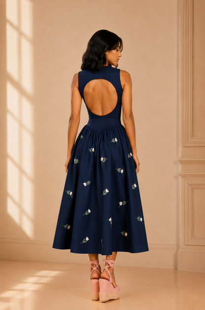 Juliette Midi Dress - Navy