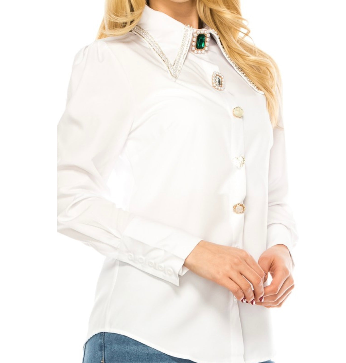 Luxe Crystal Accent Blouse