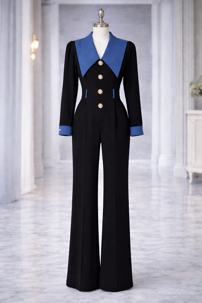 Midnight Blue Collar Jumpsuit