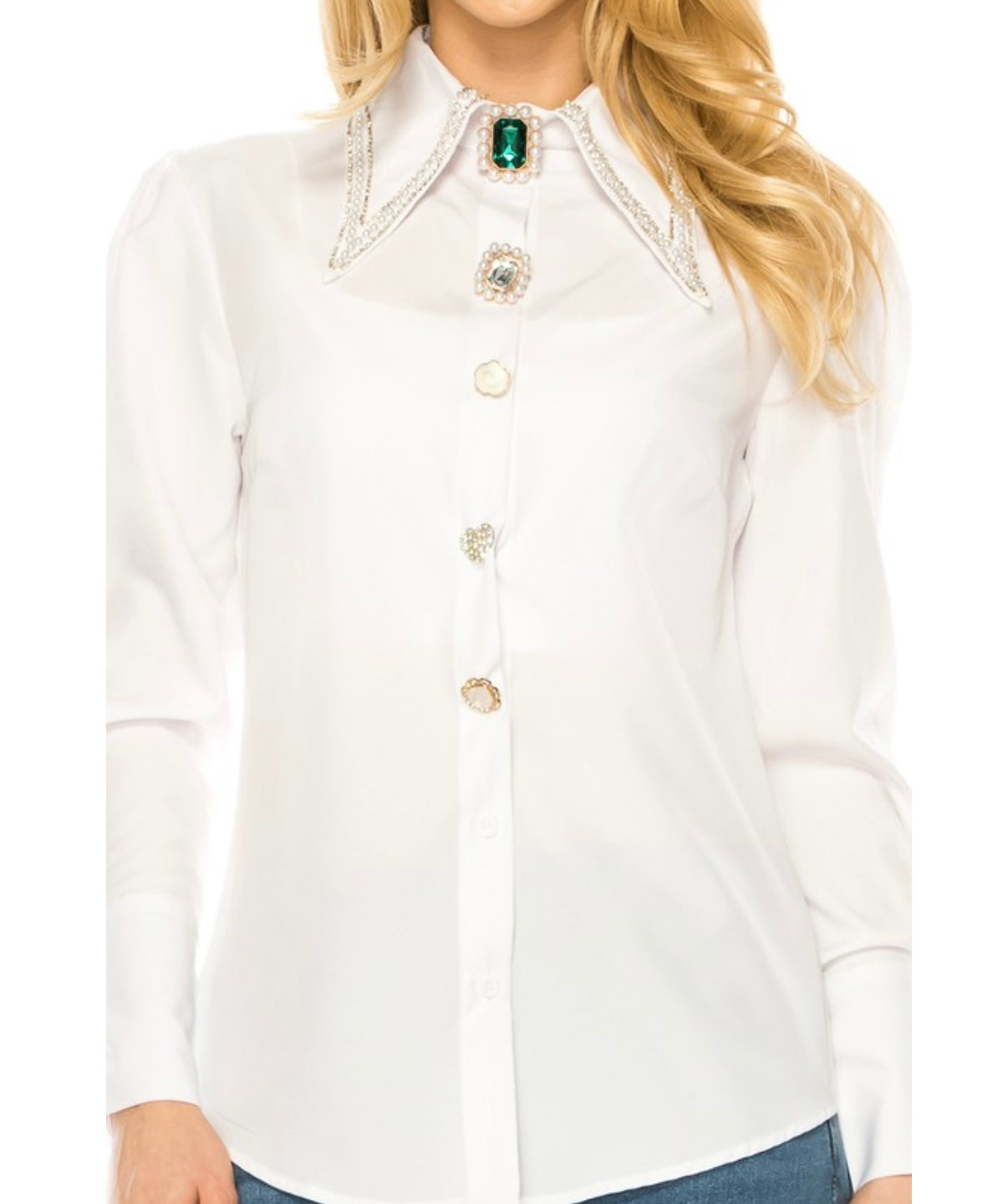 Luxe Crystal Accent Blouse