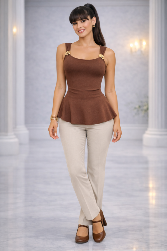 Mocha Peplum Top