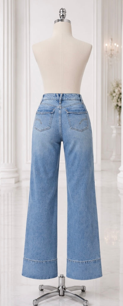 Vibrant Foldover Wide Leg Denim