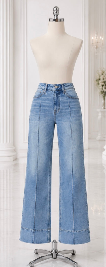 Vibrant Foldover Wide Leg Denim