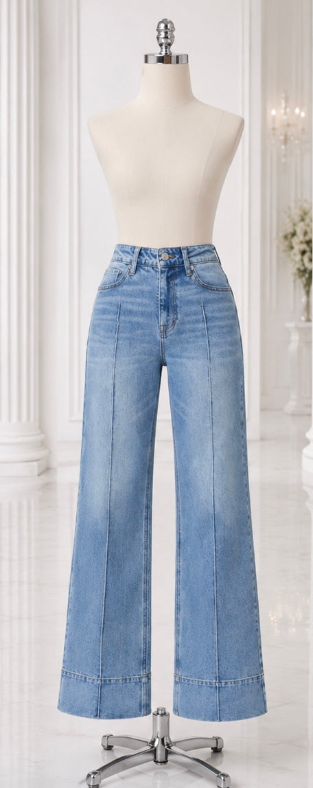 Vibrant Foldover Wide Leg Denim