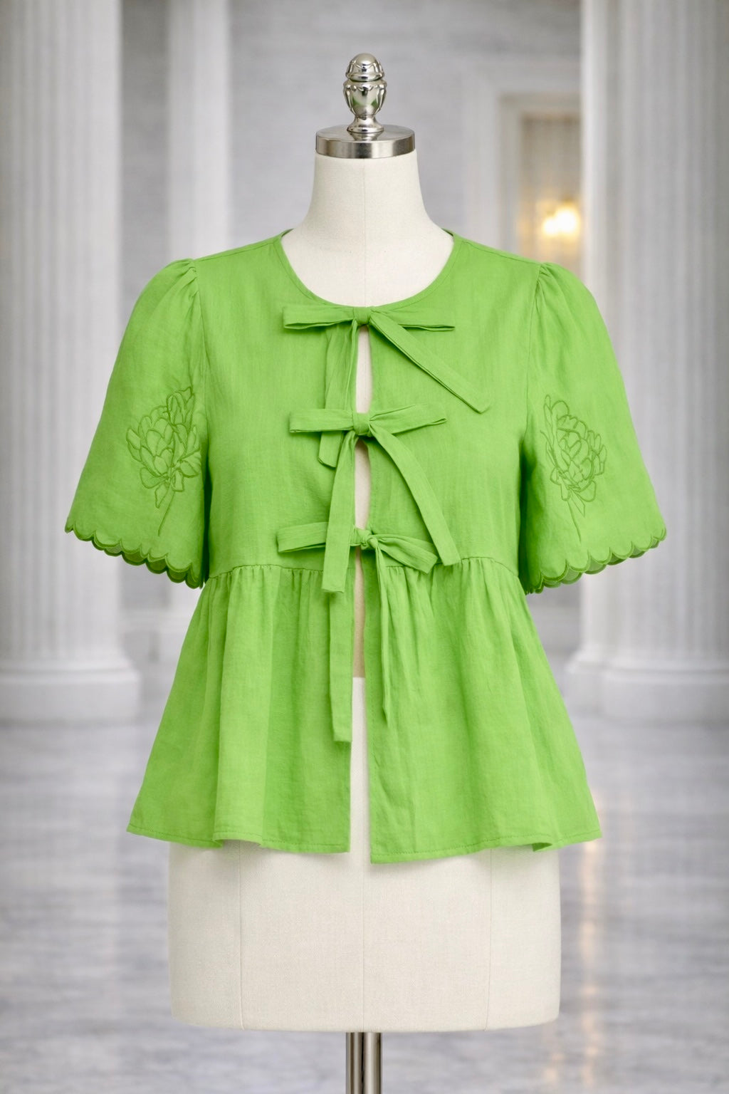 Rose Embroidered Peplum Top