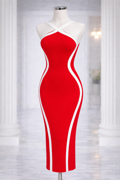 Red Contour Midi Dress