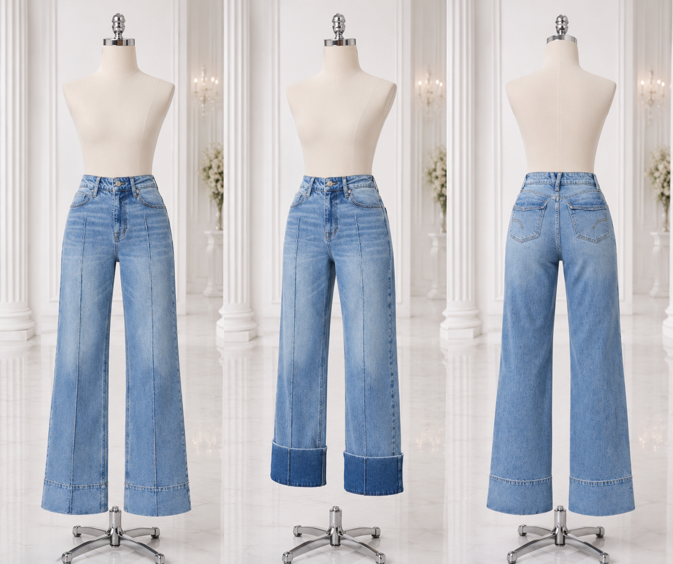 Vibrant Foldover Wide Leg Denim
