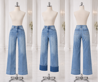 Vibrant Foldover Wide Leg Denim