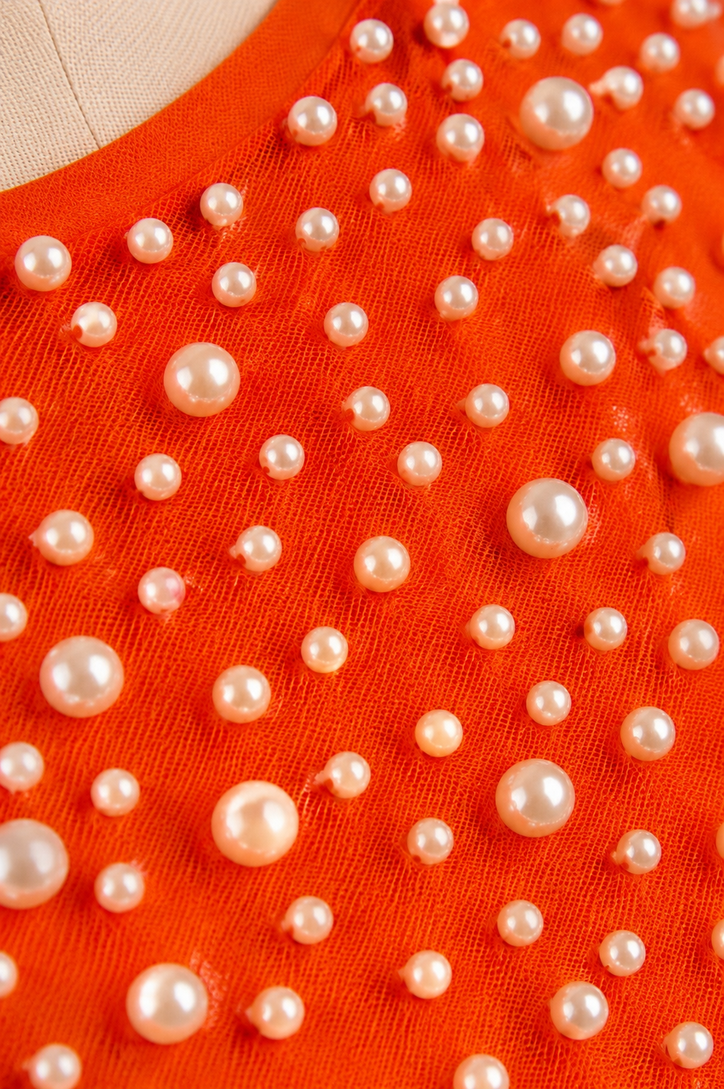 Orlena Pearl Mesh Bodysuit - Orange