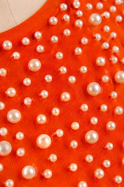 Orlena Pearl Mesh Bodysuit - Orange