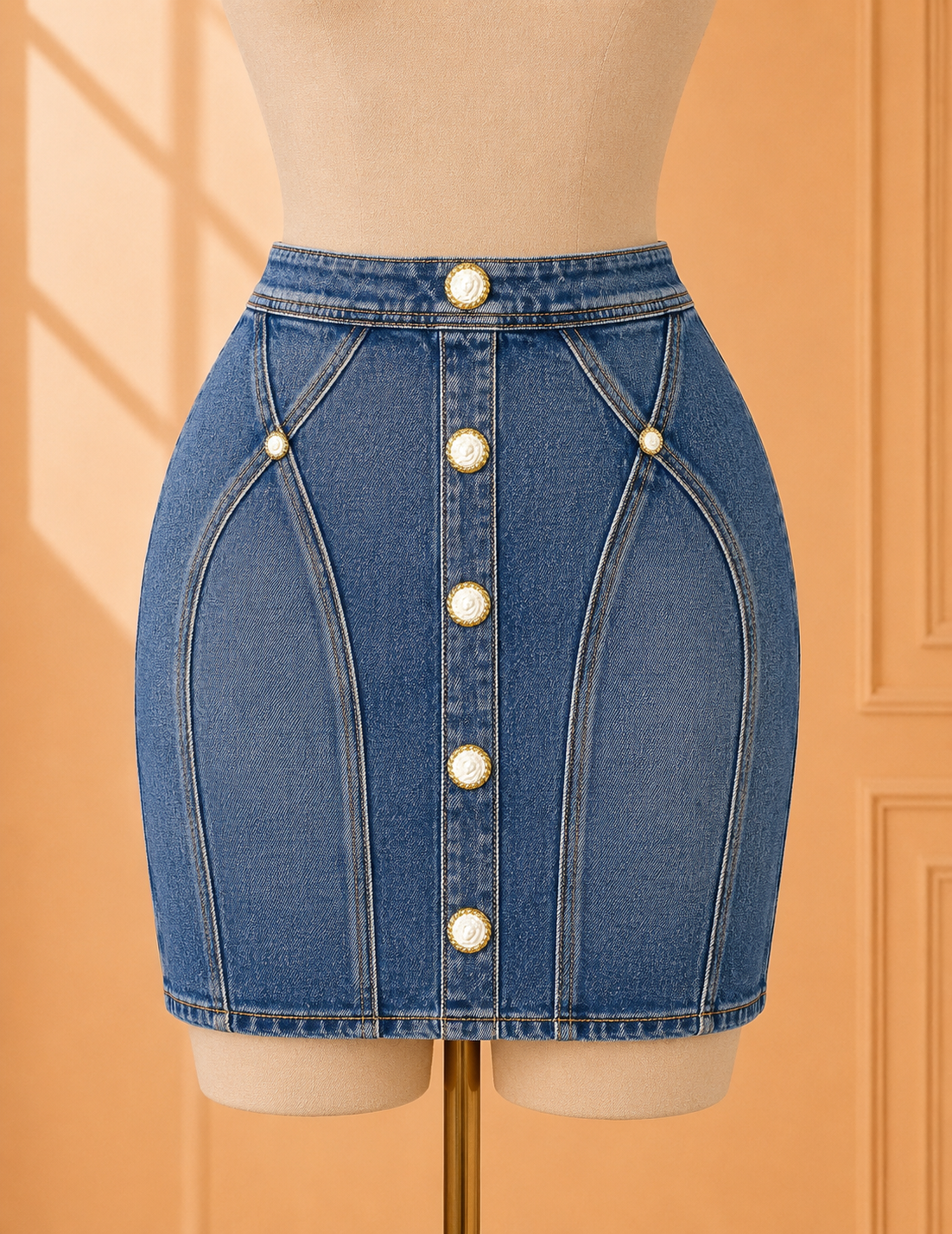 Lorenza Button Skirt